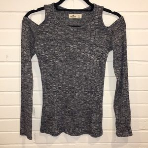 NEW Hollister - ribbed cold shoulder grey knit top
